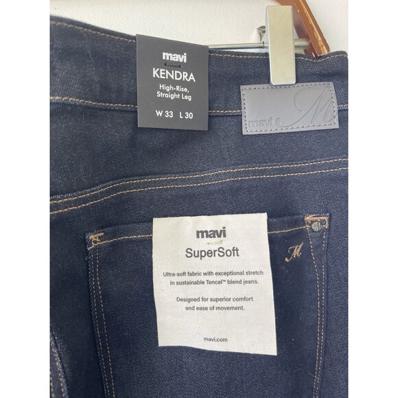 Mavi Kendra SuperSoft High-Rise Straight Leg Jeans Dark Indigo Size 33W 30L NWT - Picture 5 of 9